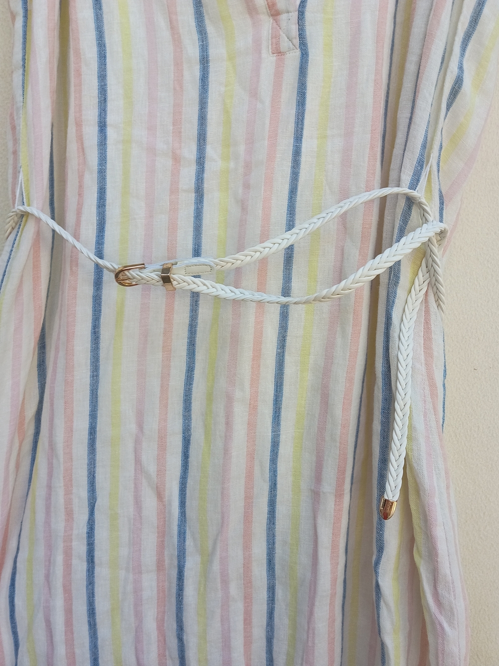 Splendid Pastel Stripe Sleeveless Midi Dress with Braided Belt - Picture 4 of 8